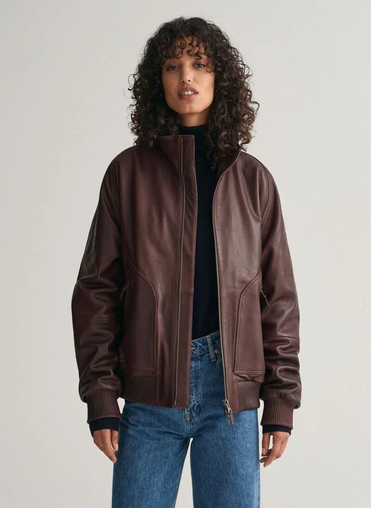 GANT Gant Leather Bomber Jacket