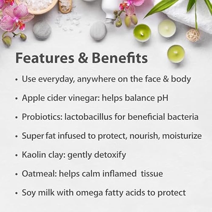 One With Nature Feminine Cleansing Bar, Rose Petal Fresh 3.5oz Bar 3Pack, Dermatologist Tested, Probiotics, Apple Cider Vinegar, Omega Fatty Acids, Oatmeal, Gentle Cleanser for Face, Body - Image 2