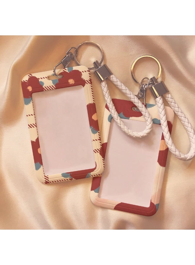 NIBEMINENT 1 - Piece Fresh Roses Kpop Photo Card Holder Pendant Key Chain ID Badge Holder ID Card Holder Photo Card Protector for School ID Office ID Access Card for Women Girls - Image 2