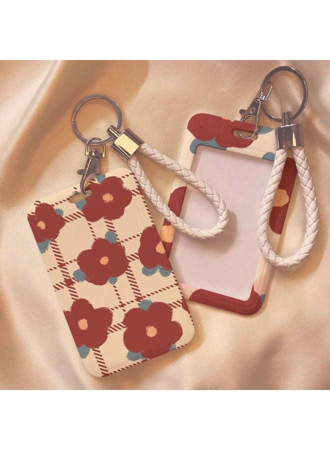 NIBEMINENT 1 - Piece Fresh Roses Kpop Photo Card Holder Pendant Key Chain ID Badge Holder ID Card Holder Photo Card Protector for School ID Office ID Access Card for Women Girls - Image 3