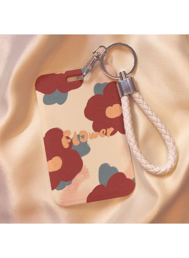 NIBEMINENT 1 - Piece Fresh Roses Kpop Photo Card Holder Pendant Key Chain ID Badge Holder ID Card Holder Photo Card Protector for School ID Office ID Access Card for Women Girls - Image 1