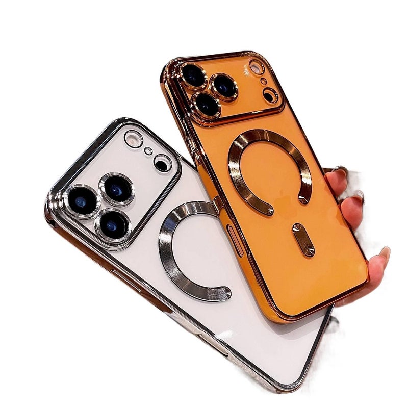 TPU MagSafe Case for iPhone 13 with Drop Protection and Strong Magnetic plus Shockproof plus Transparent Electroplated in Graphite Black - Image 3