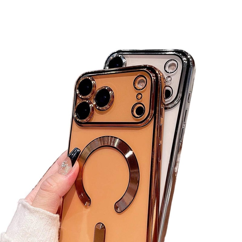 TPU MagSafe Case for iPhone 13 with Drop Protection and Strong Magnetic plus Shockproof plus Transparent Electroplated in Graphite Black - Image 4