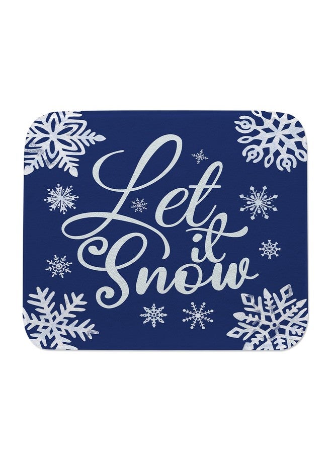 Fukeen Let it Snow Winter Bathroom Rugs White Blue Snowflake Bath Mat Non-Slip 20x32 Inch Bath Rug Soft Christmas Quotes Plush Floor Mats Winter Holiday Decor for Bathroom Tub Shower Kitchen - Image 1