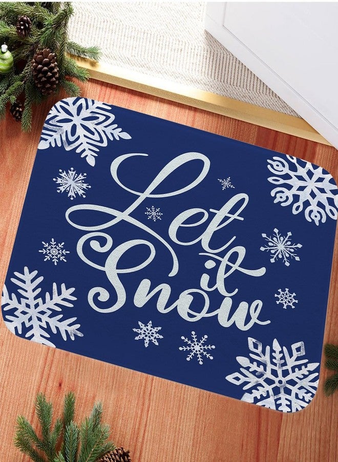 Fukeen Let it Snow Winter Bathroom Rugs White Blue Snowflake Bath Mat Non-Slip 20x32 Inch Bath Rug Soft Christmas Quotes Plush Floor Mats Winter Holiday Decor for Bathroom Tub Shower Kitchen - Image 2