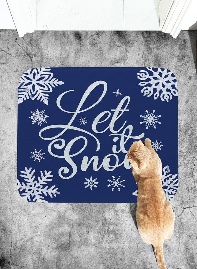 Fukeen Let it Snow Winter Bathroom Rugs White Blue Snowflake Bath Mat Non-Slip 20x32 Inch Bath Rug Soft Christmas Quotes Plush Floor Mats Winter Holiday Decor for Bathroom Tub Shower Kitchen - Image 3