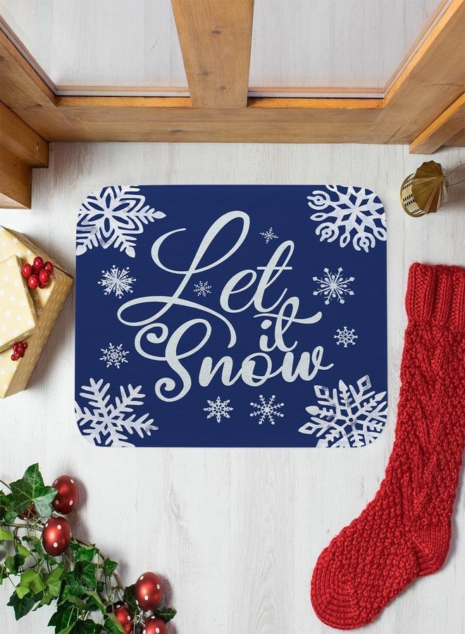 Fukeen Let it Snow Winter Bathroom Rugs White Blue Snowflake Bath Mat Non-Slip 20x32 Inch Bath Rug Soft Christmas Quotes Plush Floor Mats Winter Holiday Decor for Bathroom Tub Shower Kitchen - Image 4