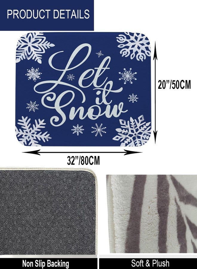 Fukeen Let it Snow Winter Bathroom Rugs White Blue Snowflake Bath Mat Non-Slip 20x32 Inch Bath Rug Soft Christmas Quotes Plush Floor Mats Winter Holiday Decor for Bathroom Tub Shower Kitchen - Image 5