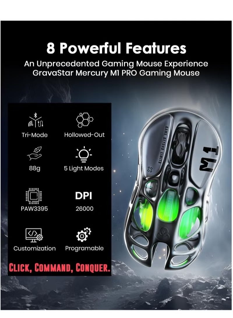 Forev Superlight Mouse,Wireless/Bluetooth 2.4G Gaming Mouse,Wireless Mouse for Laptop,Portable Type C Charging,6 DPI Adjustable Mouse with RGB Lighting - Image 2