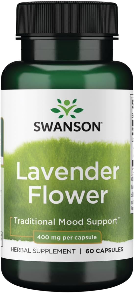 Swanson Lavender Flower - Herbal Supplement Promoting Traditional Mood Support - May Promote Relaxation & Steady Nerves - (60 Capsules, 400mg Each)