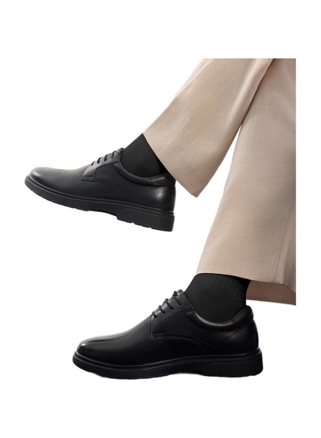 JD.com Men'S Leather Shoes Lace-Up Glossy Derby Shoes Top Layer Cowhide Formal Shoes Casual Wedding Shoes Interview Shoes Black Size 40 - Image 1