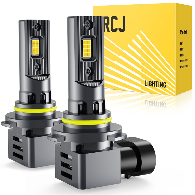RCJ 9006 LED Bulb, HB4 Bulbs 100W 30000LM Super Bright Bulb with Cooling Fan, 6000K Cool White Fog Lights, Plug and Play, Pack of 2 - Image 1