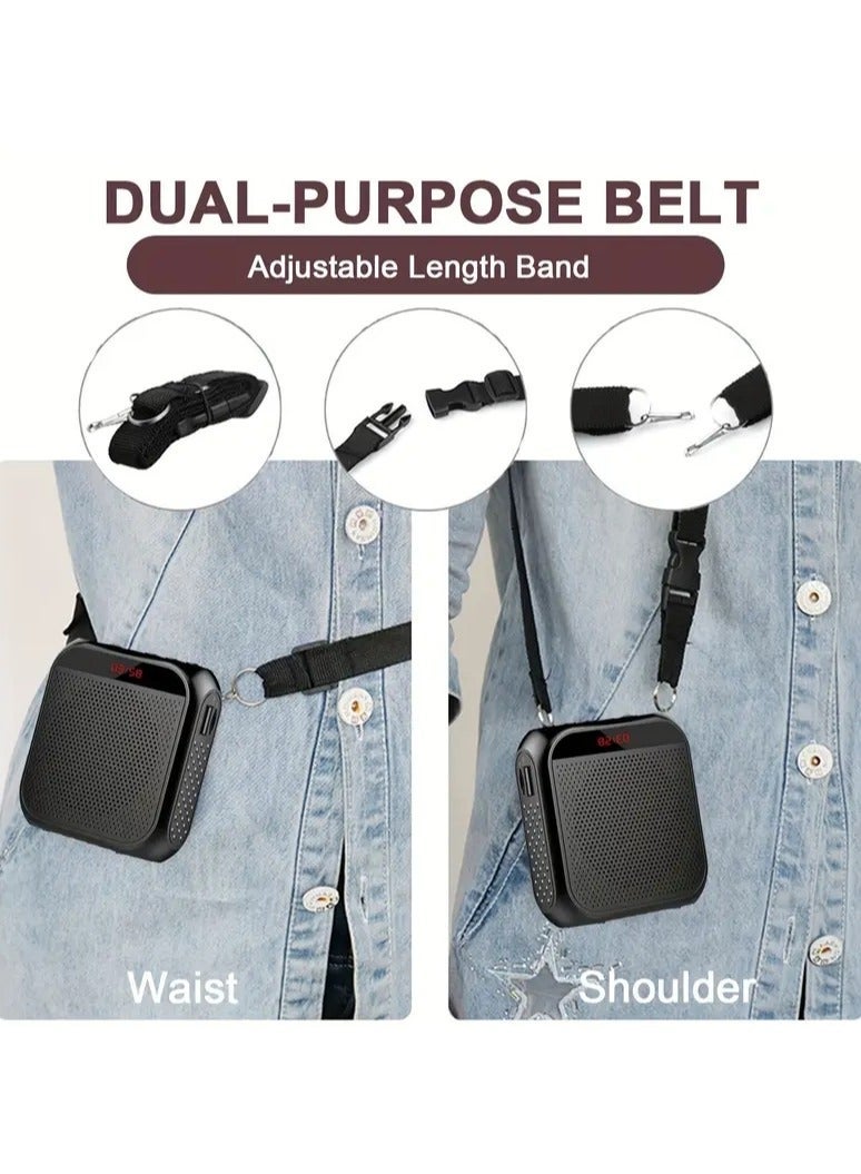 MUMO Voice Amplifier  with Wired Microphone Headset, Portable Rechargeable PA System Speaker Personal Microphone Speech Amplifier, Loudspeaker for Teachers, Tour Guides/Coaches Metting/Yoga/Fitness (Black) - Image 3