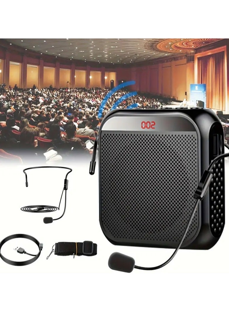 MUMO Voice Amplifier  with Wired Microphone Headset, Portable Rechargeable PA System Speaker Personal Microphone Speech Amplifier, Loudspeaker for Teachers, Tour Guides/Coaches Metting/Yoga/Fitness (Black) - Image 2