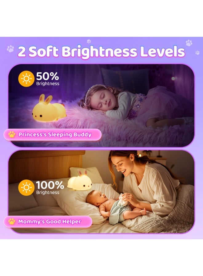 إضاءة ليلية LED لطيفة على شكل أرنب لطيف بنمط محمول من 7 ألوان متغيرة لغرفة النوم وغرفة الرضاعة مناسبة لتزيين غرفة اللعب هدايا للأطفال وحديثي الولادة، أبيض - Image 4