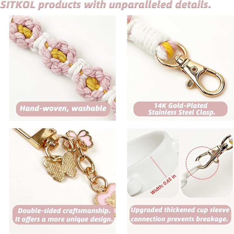 SITKOL Cute Letter Charm Set Compatible with Owala Water Bottle 24 oz, 32 oz, 40 oz, Owala Kids, Owala Coffee Tumbler, Owala FreeSip – Includes Handle Strap, for Owala Accessories & Stanley Cup Accessories - Image 4
