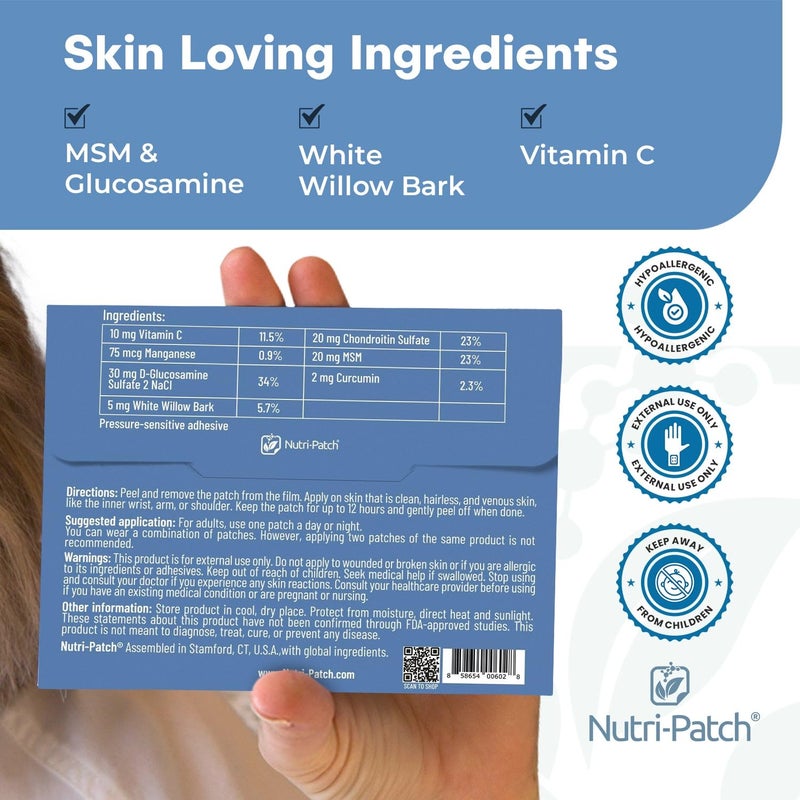 NUTRI-PATCH Inflam Topical Skin Patch | Infused with Turmeric, MSM, White Willow Bark and Vitamin C, 30 Count - Image 4