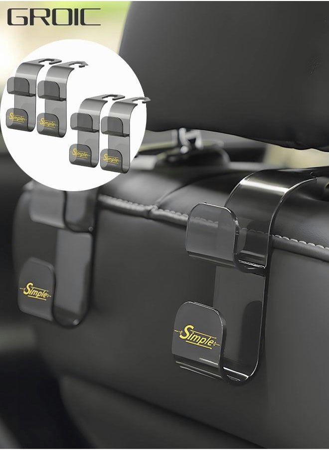 GROIC 4 Pieces Headrest Hooks for Car, Universal Multifunctional Car Back Seat Headrest Mobile Phone Holder, Car Hanger Hooks for Bag Purse Watching Movie  - Image 1