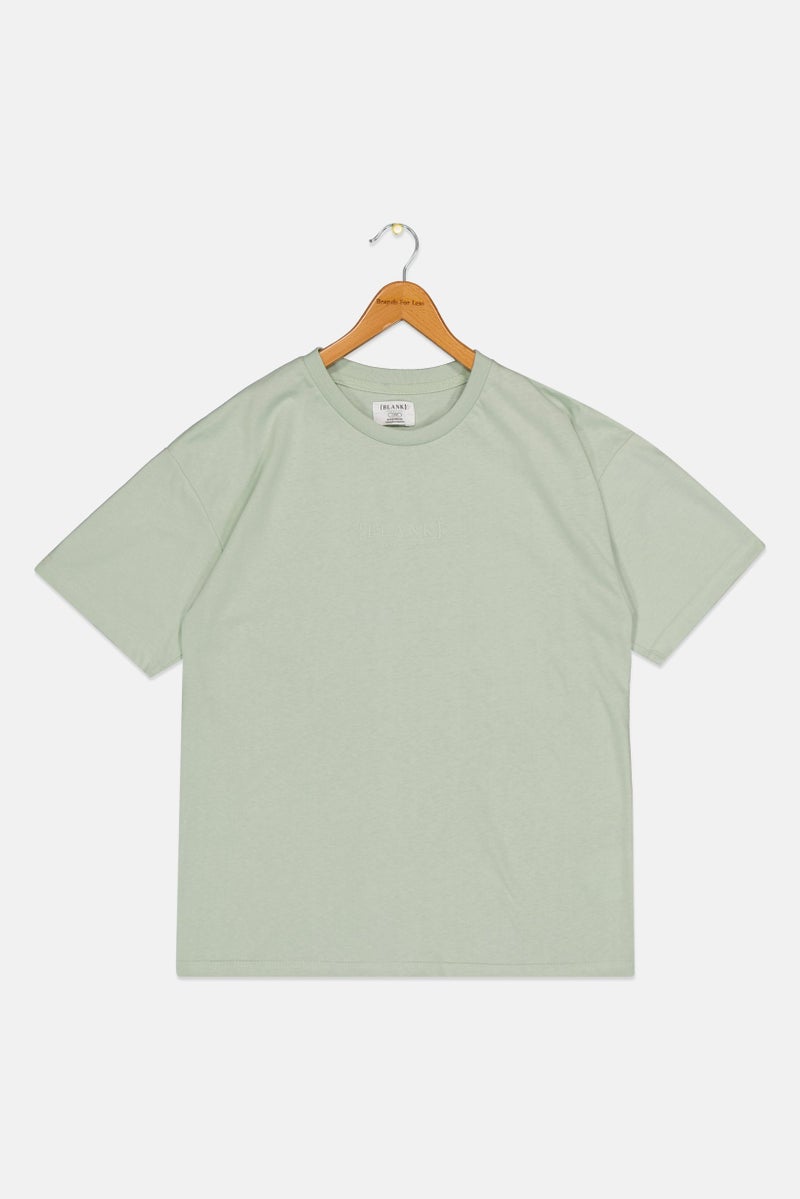 Blank Essentials Kids Boy Short Sleeve Brand Logo T-shirt, Sage - Image 2
