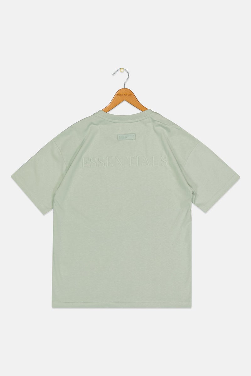 Blank Essentials Kids Boy Short Sleeve Brand Logo T-shirt, Sage - Image 3