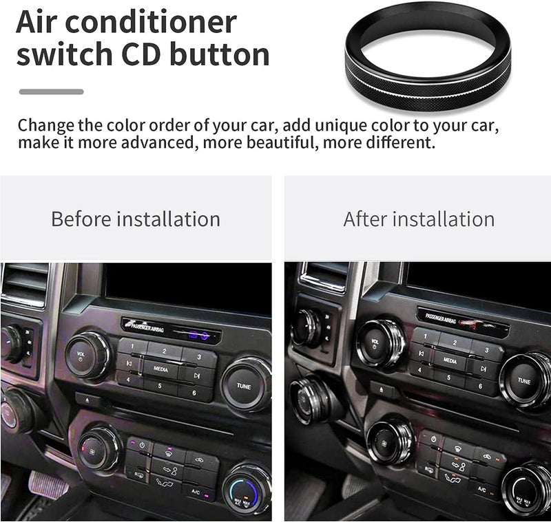 Bentolin Knob Cover for F150 AC Climate Control Switch/Trailer/4WD/VOL/Tune Button Interior Center Console Trim Accessories Compatible with Ford F150 XLT 2016 2017 2018 2019 (Black 6 Pcs) - Image 5