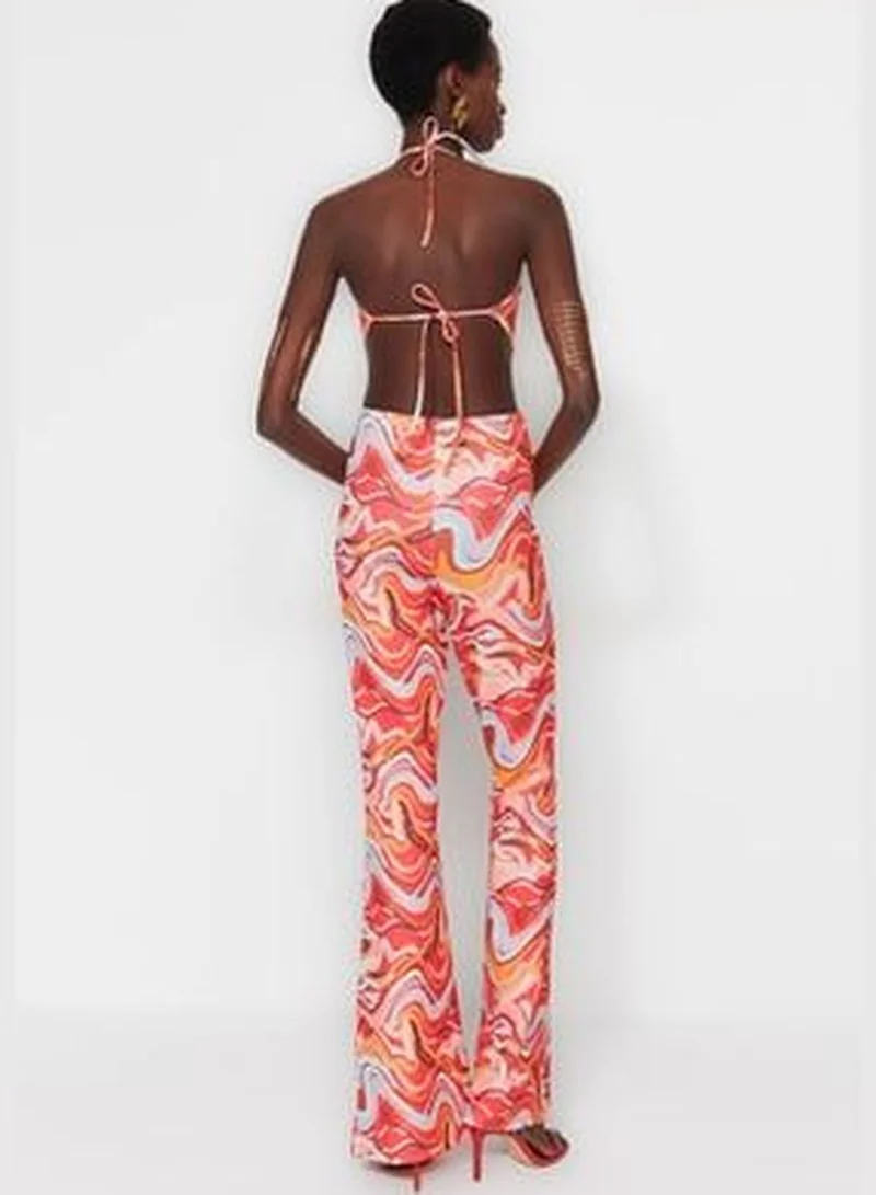 trendyol Multicolored Knitted Overalls with Window/Cut Out Detail Printed TPRSS23TU00037