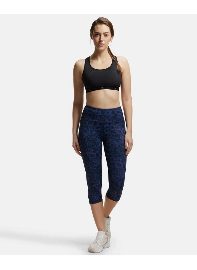 JOCKEY - Jockey MW36 Women's Microfiber Elastane Stretch Slim Fit Capri with Back Waistband Pocket and Stay Dry Technology_Peacoat Print_L - Image 1