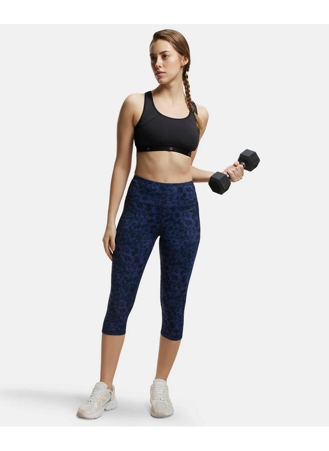 JOCKEY - Jockey MW36 Women's Microfiber Elastane Stretch Slim Fit Capri with Back Waistband Pocket and Stay Dry Technology_Peacoat Print_L - Image 1