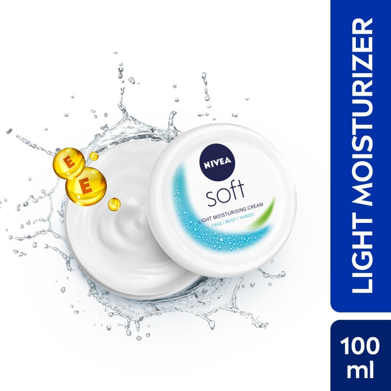Nivea كريم مرطب نيفيا سوفت لايت، مع فيتامين E وزيت الجوجوبا للوجه واليدين والجسم، 100 مل - Image 2
