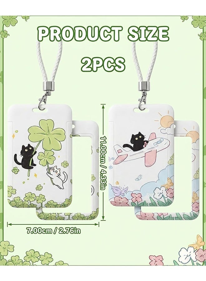 Wffo 2 Pcs Kpop Photocard Holder Keychain Cartoon Animal PC Holder Kpop ID Badge Holder with Keychain Student Bus Card Pendant Keychain Hard Shell Protective Photo Sleeves - Image 2