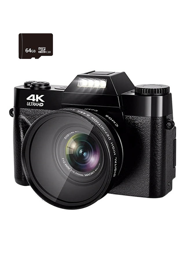 Digisand - 4K Digital Camera 75MP 16X Digital Zoom 3'' Flip Screen WiFi Web Camcorder Vintage Photography Compact Professional Video Camera with 64G Memory Card - Image 1