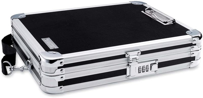 Vaultz Locking Clipboard with Storage - Heavy Duty Metal Clip Board Box Holds 8.5" x 11" Letter-Size Paper or Tablet Device - Combination Lock, Black - Image 2