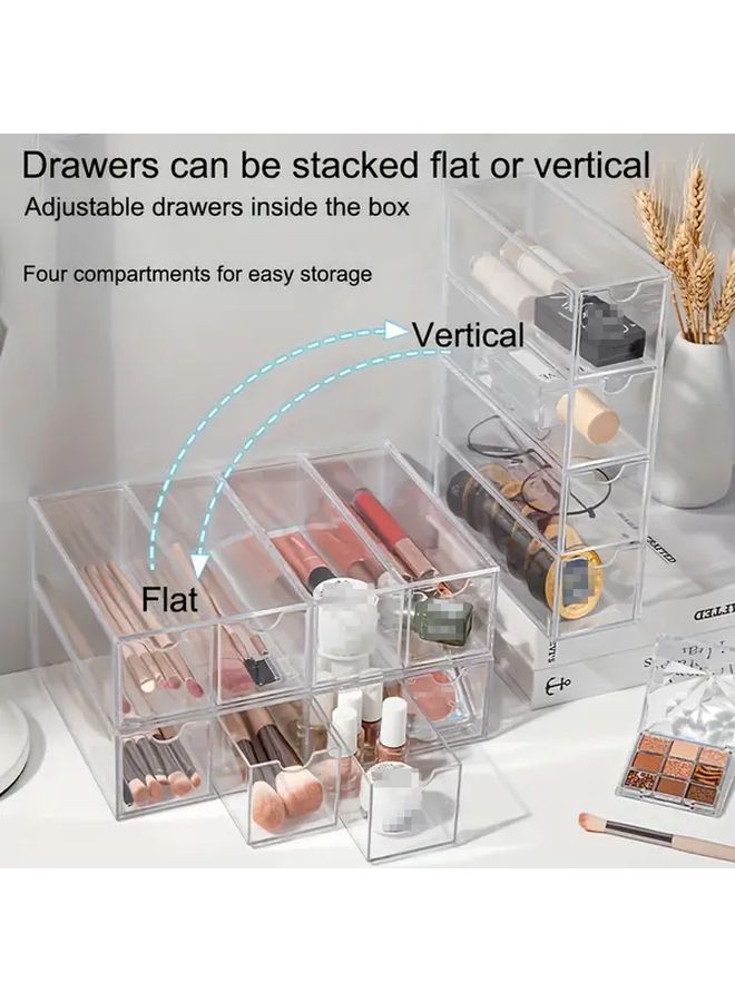 منظم مكياج شفاف من الأكريليك بـ 4 أدراج مع أقسام قابلة للتعديل وصندوق تخزين مستحضرات التجميل - Image 5