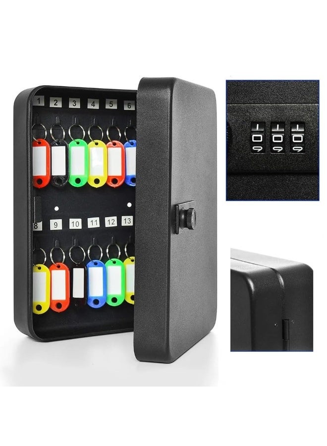 CHIYLE Combination Key Cabinet – Wall-Mounted Key Box with 3-Digit Resettable Lock, 20 Hooks & Tags, Secure Key Storage - Image 1