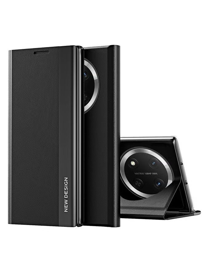 Honor X9c Flip Case,Ultra Slim TPU Leather Full Body Protection Magnetic Stand Shockproof Phone Cover,Black  - Image 1