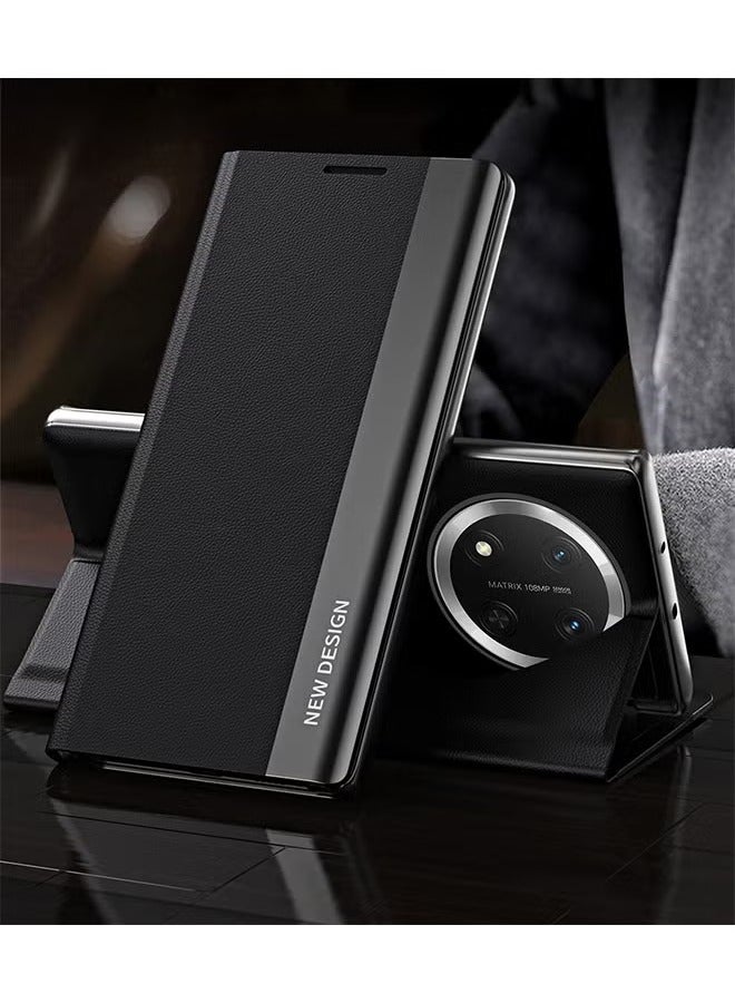 Honor X9c Flip Case,Ultra Slim TPU Leather Full Body Protection Magnetic Stand Shockproof Phone Cover,Black  - Image 4