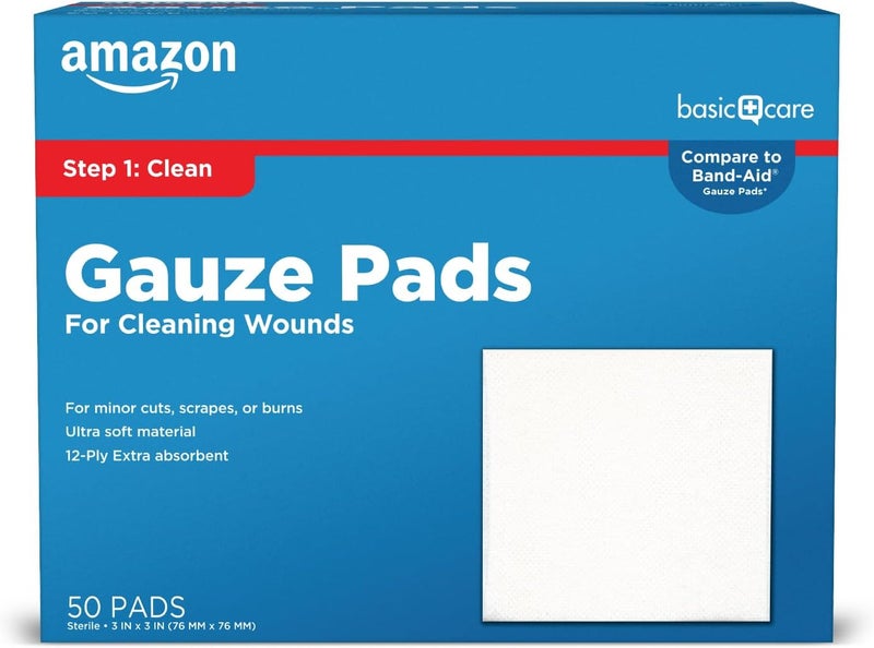 Gauze Pads for Cleaning Wounds, 50 Count