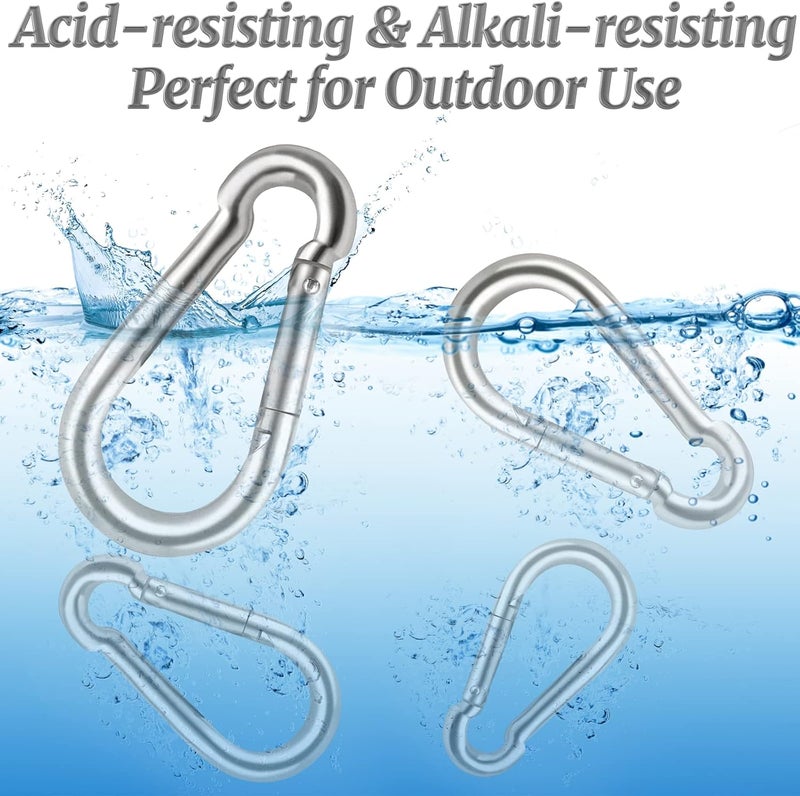 Acquwistach مشابك كارابيني قفل، خطاف قفل نابض من الفولاذ المقاوم للصدأ، كارابيني ثقيل - مشبك كارابيني من الفولاذ المقاوم للصدأ 304 مع برغي إبهام - Image 5
