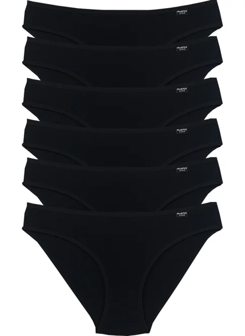 بلونس Black Low Waist Lycra Cotton Slip 6 Pieces