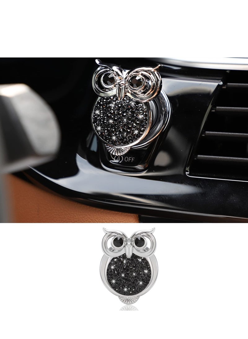 SYOSI Car Push Start Button Cover Cute Bling Crystal Car Engine Start Stop Button Cover Car Engines Start Stop Accessories for Owl Car Interior Decoration Black Rhinestone Sticker - Image 1