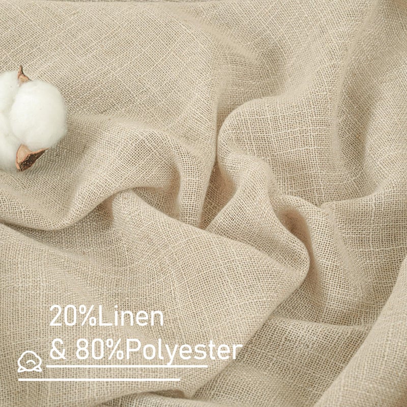 LAMIT Sheer Linen Curtains 84 Inches Long for Living Room, Light Filtering Boho Window Treatments Semi Sheer Neutral Drapes with Bronze Grommet for Bedroom, 52 X 84 Inch, 2 Panels Set, Linen - Image 3
