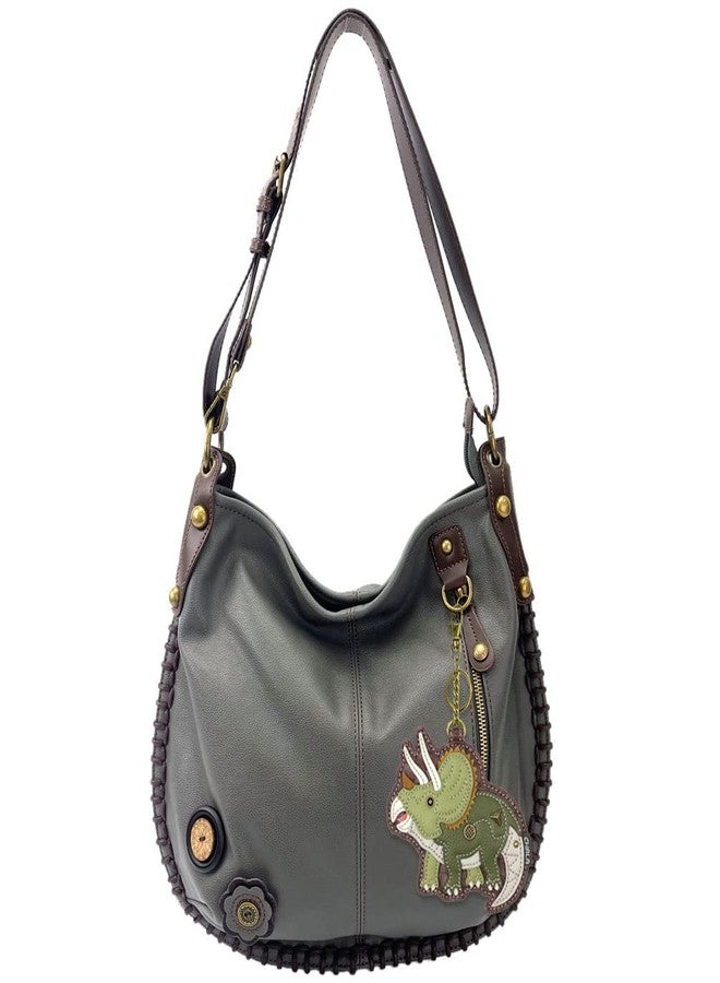 CHALA Handbag Charming Cross-body or Shoulder Convertible Large Hobo Bag - Grey (Triceratop) - Image 1