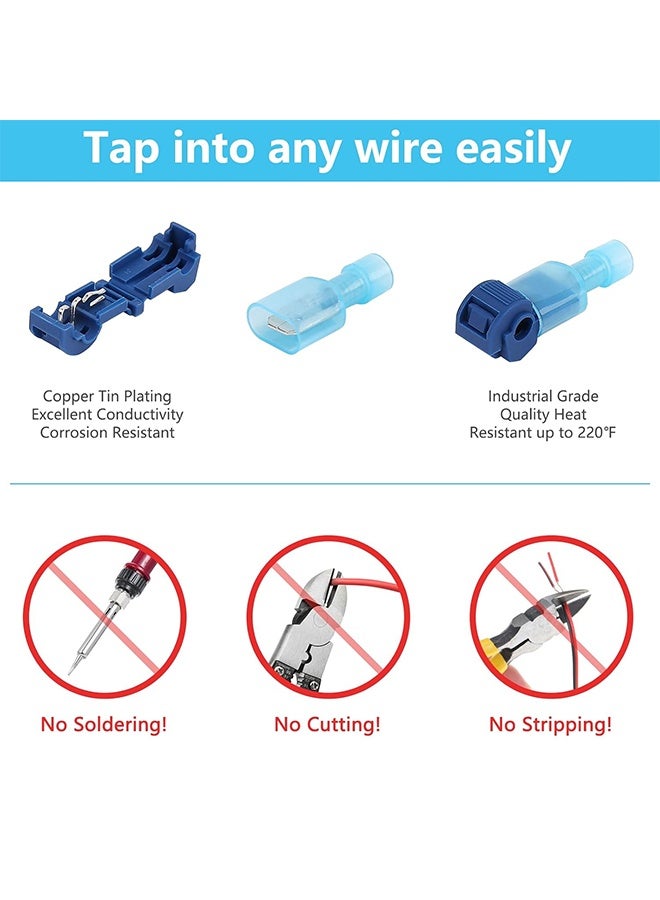 GNAFOTU 120PCS T Tap Wire Connectors 22-10 AWG Self-Stripping Quick Splice Electrical Wire Spade Terminals Assortment Kit - Image 4