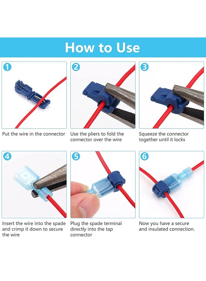 GNAFOTU 120PCS T Tap Wire Connectors 22-10 AWG Self-Stripping Quick Splice Electrical Wire Spade Terminals Assortment Kit - Image 5