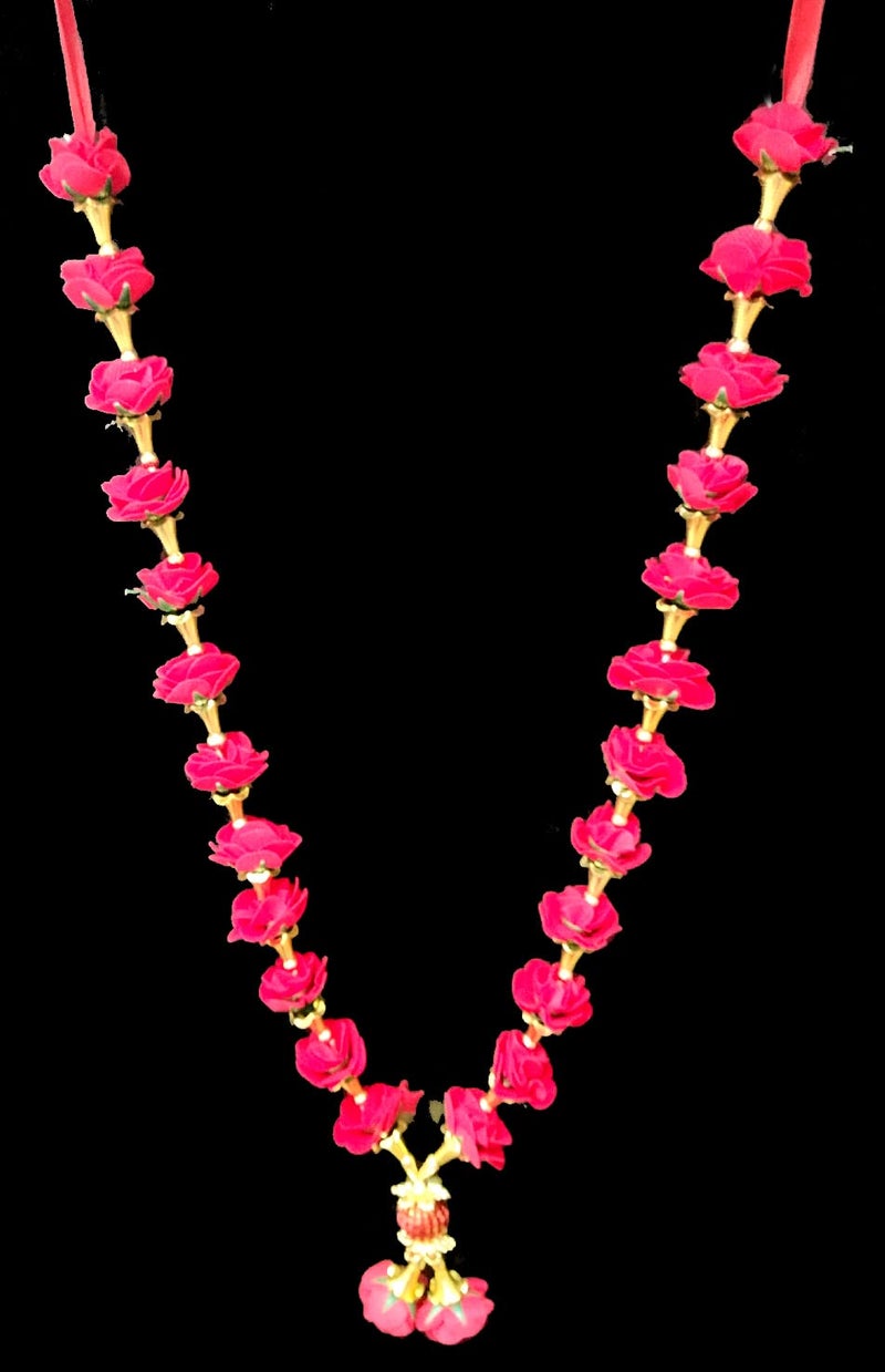 3A Featuretail Artificial Red Roses Garland, Artificial Phool Mala for Photo Frame Decoration (1pc Red Rose Golden Mala, Fabric Rose) - Image 4