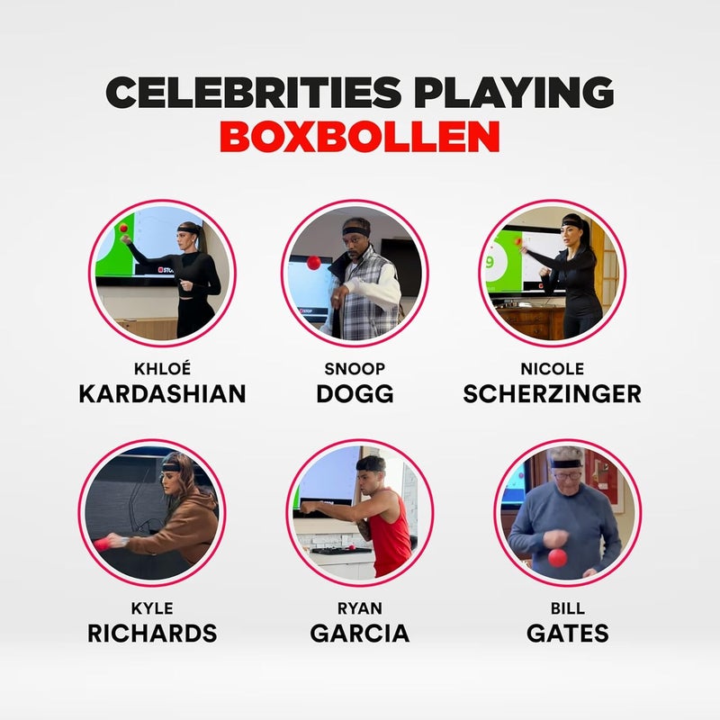 BoxbollenÂ® Boxing Reflex Ball - Celebrity-Endorsed Home Workout Game - App-Connected Punch Counter - Hand Eye Coordination Training Ball - Christmas Gift for Boxers, All Ages - Stocking Stuffer - Red - Image 3