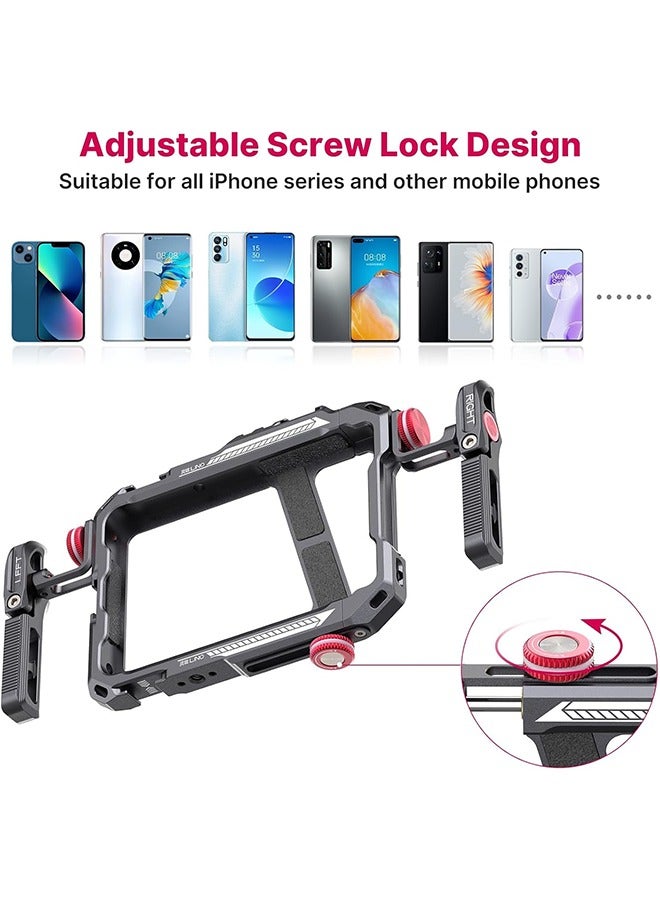 ULANZI Smartphone Video Rig with Handle, LINO Filmmaking Case Aluminum Alloy Phone Video Stabilizer Grip Tripod Mount for Video Maker Videographer with Cold Shoe for iPhone 16 15 Mini Pro Max 8 Plus - Image 2