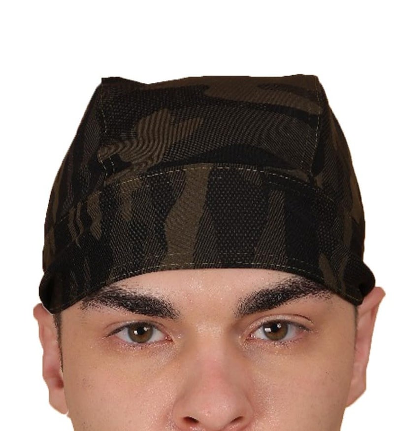BISMAADH Unisex Spandex Patka Skull Cap Bandana/Fashionable Helmet Liner/Head Cap-Hard Hat Liner Sweat Cap - Cycling Cap - Pirate Bandana Army Print - Image 2