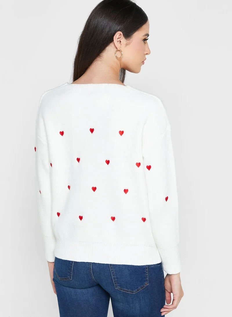 ELLA Hearts V Neck Sweater