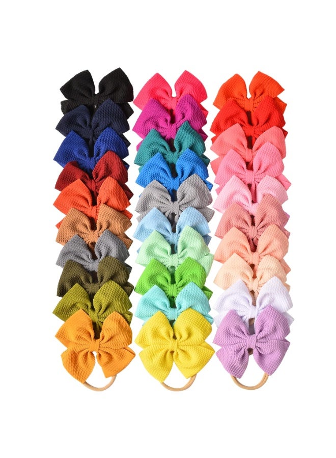 Prohouse 30 PCS Big Bows Baby Nylon Headbands Hairbands Hair Bows Elastics for Baby Girls Newborn Infant Toddler Child Hair Accessories - Image 1
